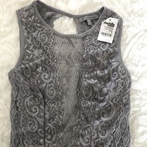 Gray Lace Crop Top